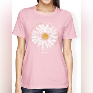 NWOT Women’s 3X Pale-Pink Daisy “Think Happy Thoughts” T-Shirt by Bella Canvas
